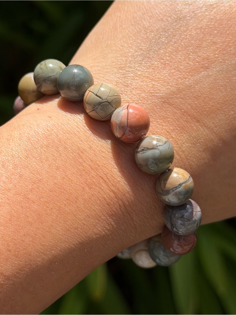 11mm Multicolor Natural Alashan Bracelet with Vein 2365 - Picture 8 of 8